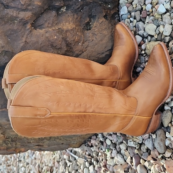 BLACK STAR LEATHER WESTERN KNEE HIGH BOOTS - Picture 11 of 15